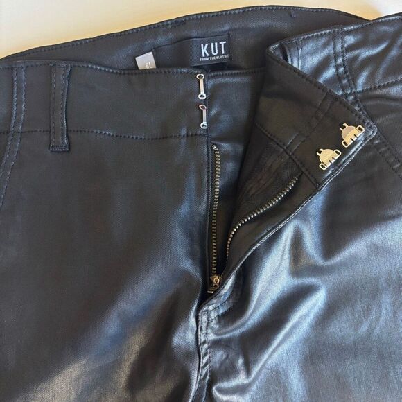 Kut from the kloth Reese ankle straight leg faux leather pants black 8 Long - Picture 10 of 12